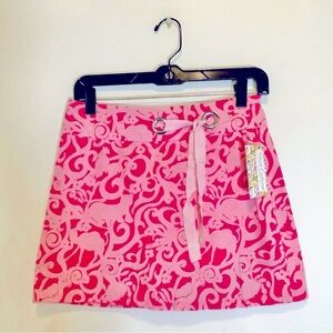 Lilly Pulitzer pink design print mini skirt size 0